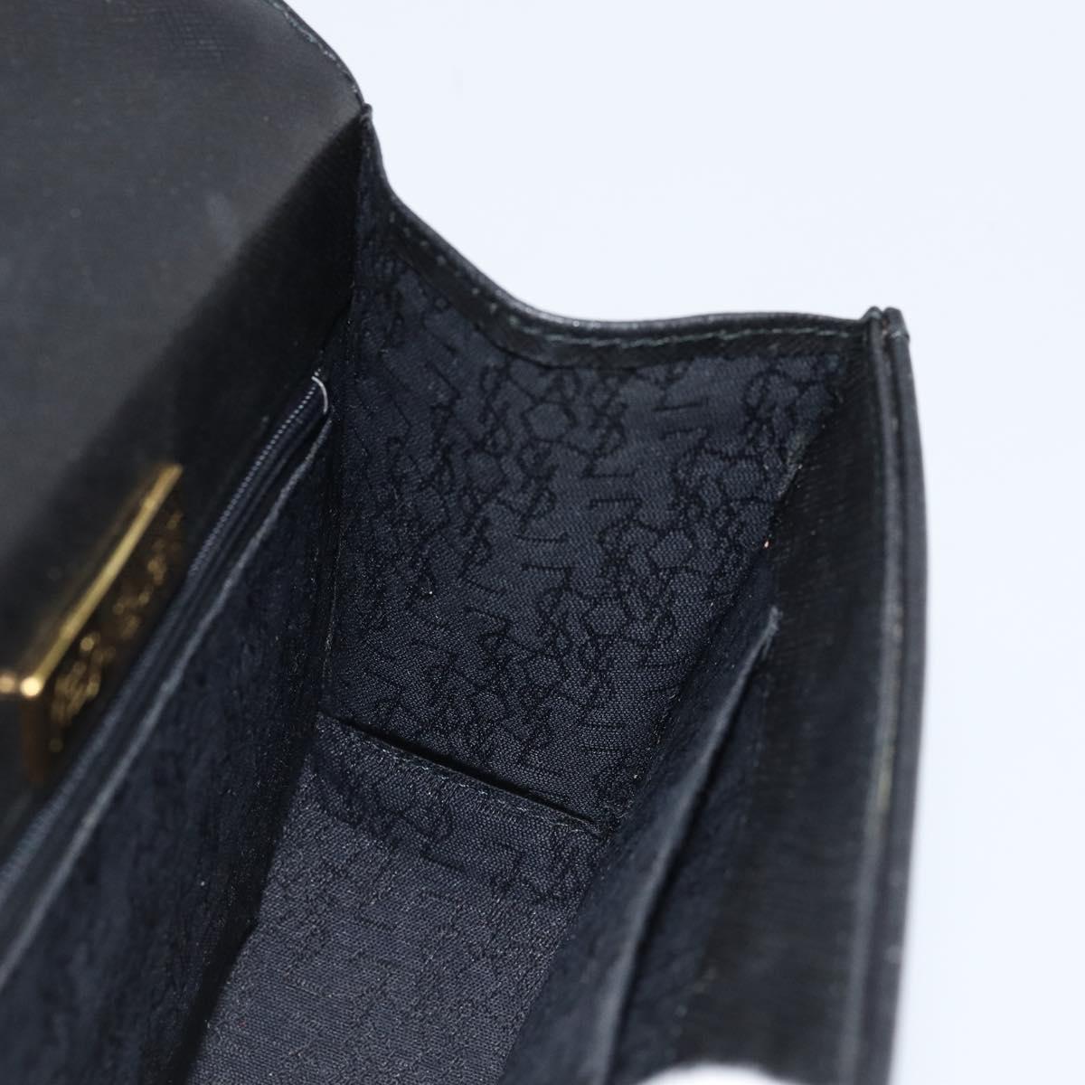SAINT LAURENT Shoulder Bag Leather Black Gold Auth fm5171