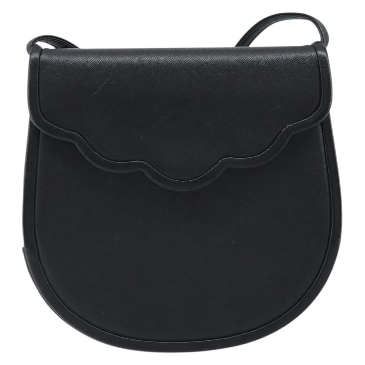 SAINT LAURENT Shoulder Bag Leather Black Gold Auth fm5171