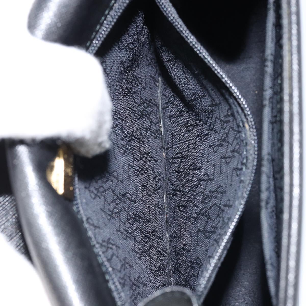 SAINT LAURENT Shoulder Bag Leather Black Gold Auth fm5171