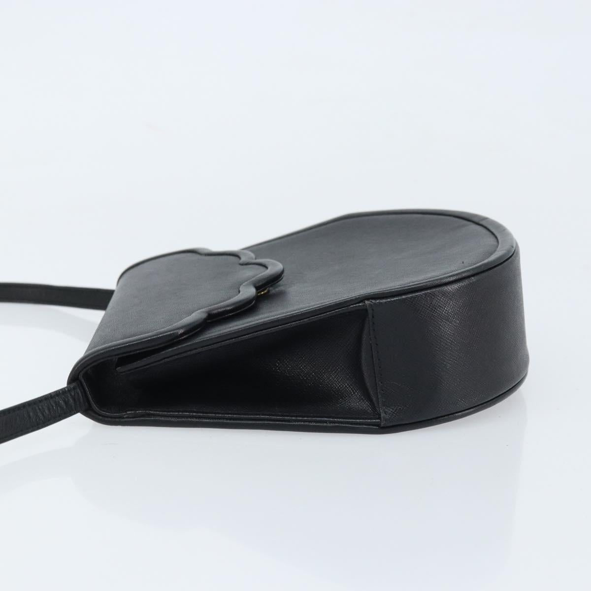 SAINT LAURENT Shoulder Bag Leather Black Gold Auth fm5171