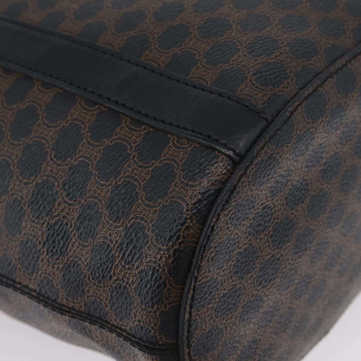 CELINE Macadam Canvas Tote Bag PVC Leather Black Gold Auth fm5176