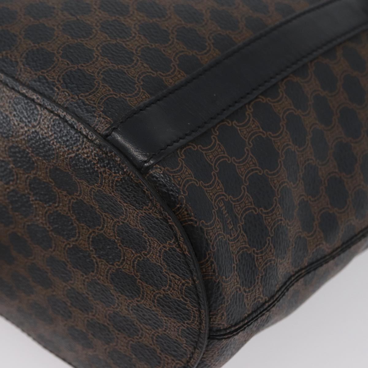CELINE Macadam Canvas Tote Bag PVC Leather Black Gold Auth fm5176