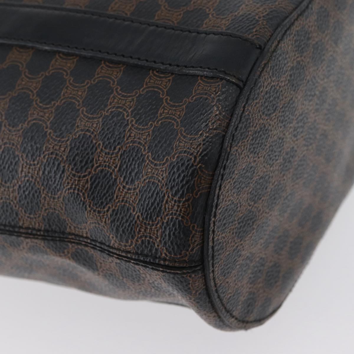 CELINE Macadam Canvas Tote Bag PVC Leather Black Gold Auth fm5176