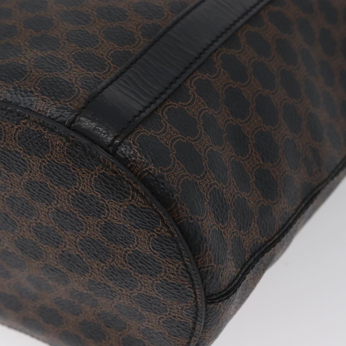 CELINE Macadam Canvas Tote Bag PVC Leather Black Gold Auth fm5176