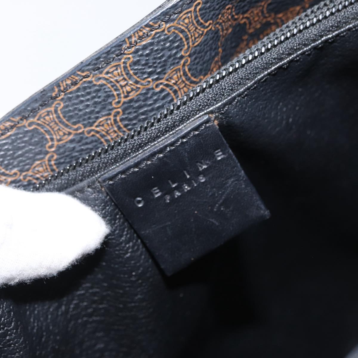 CELINE Macadam Canvas Tote Bag PVC Leather Black Gold Auth fm5176