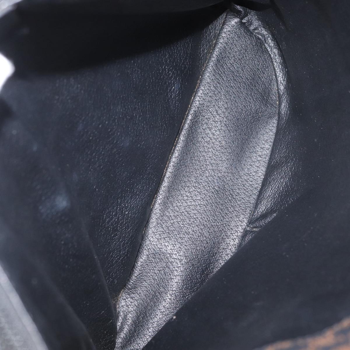 CELINE Macadam Canvas Tote Bag PVC Leather Black Gold Auth fm5176