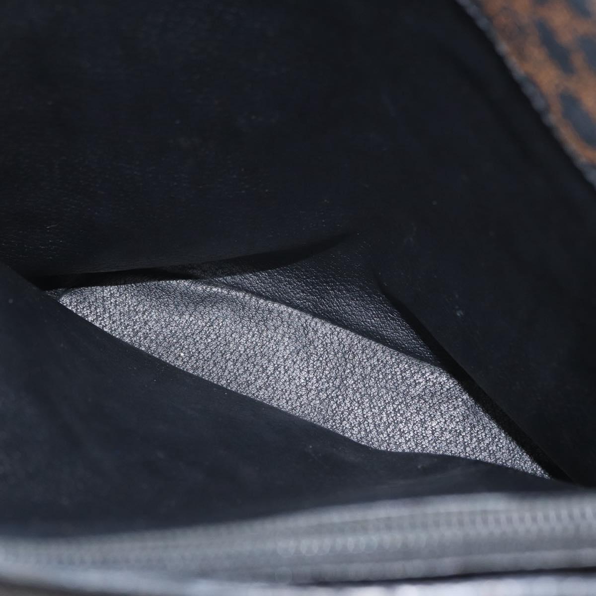 CELINE Macadam Canvas Tote Bag PVC Leather Black Gold Auth fm5176