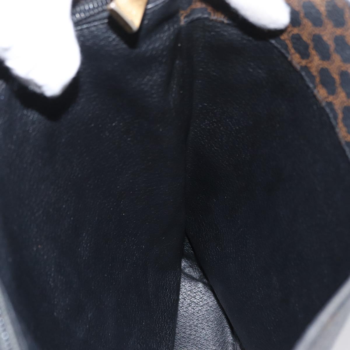 CELINE Macadam Canvas Tote Bag PVC Leather Black Gold Auth fm5176