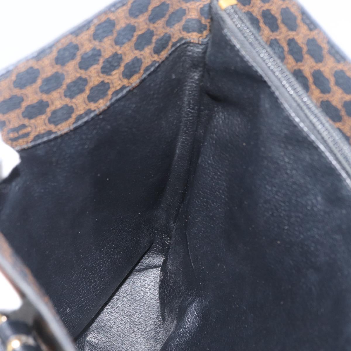 CELINE Macadam Canvas Tote Bag PVC Leather Black Gold Auth fm5176