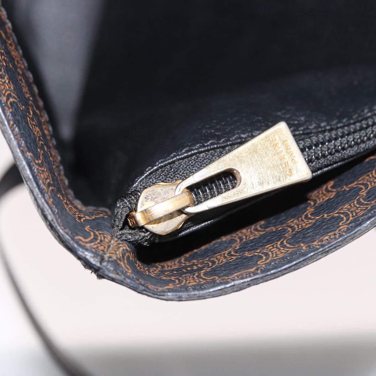 CELINE Macadam Canvas Tote Bag PVC Leather Black Gold Auth fm5176