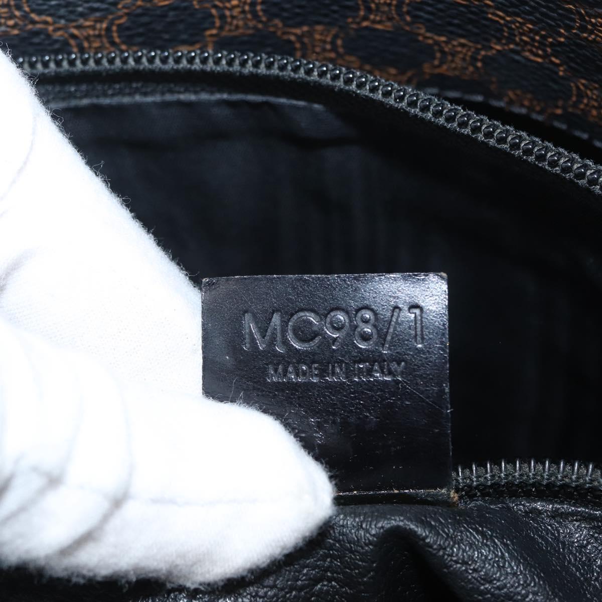 CELINE Macadam Canvas Tote Bag PVC Leather Black Gold Auth fm5176