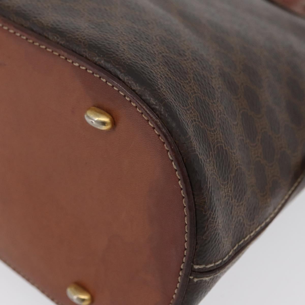 CELINE Macadam Canvas Hand Bag PVC Leather Brown Gold Auth fm5177