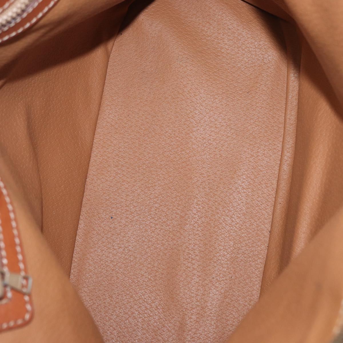 CELINE Macadam Canvas Hand Bag PVC Leather Brown Gold Auth fm5177