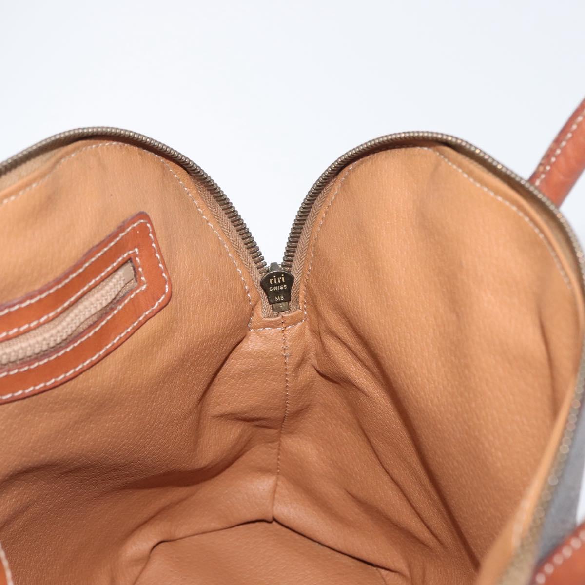 CELINE Macadam Canvas Hand Bag PVC Leather Brown Gold Auth fm5177