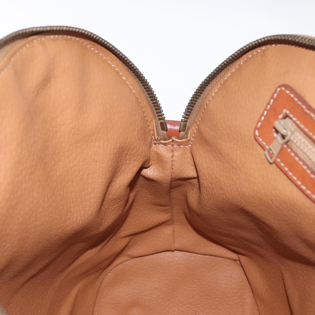 CELINE Macadam Canvas Hand Bag PVC Leather Brown Gold Auth fm5177