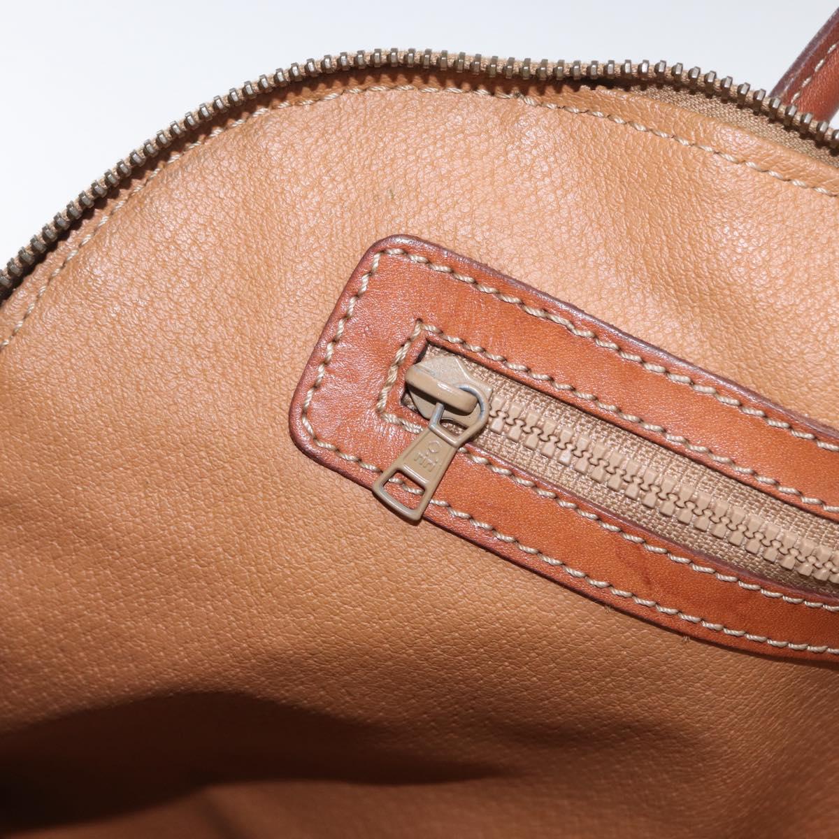 CELINE Macadam Canvas Hand Bag PVC Leather Brown Gold Auth fm5177