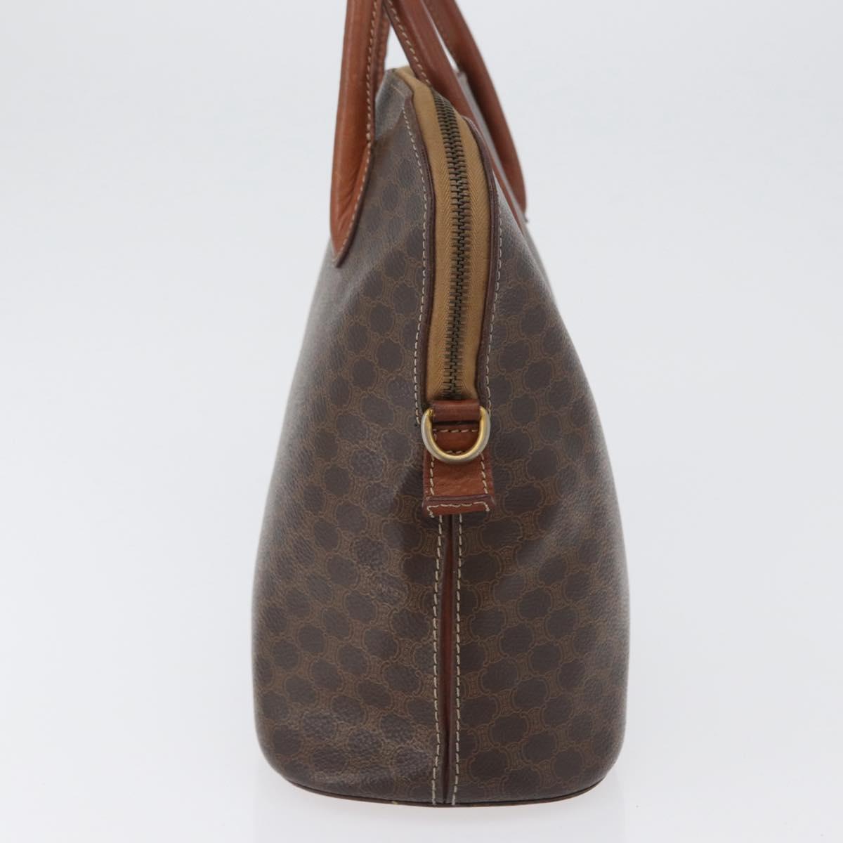 CELINE Macadam Canvas Hand Bag PVC Leather Brown Gold Auth fm5177