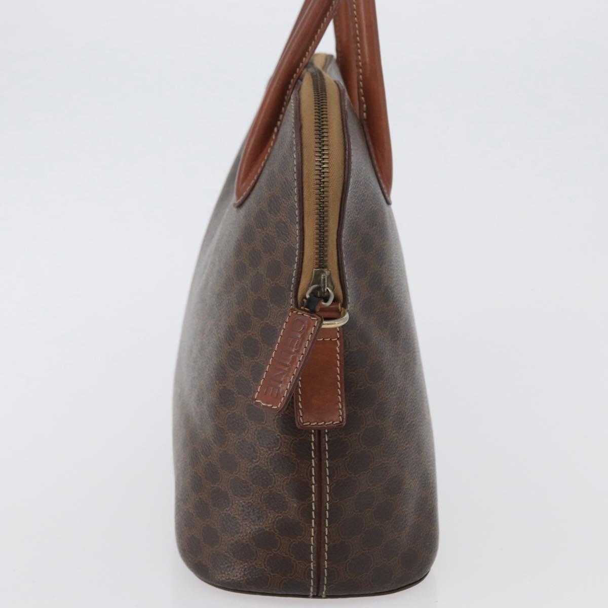 CELINE Macadam Canvas Hand Bag PVC Leather Brown Gold Auth fm5177