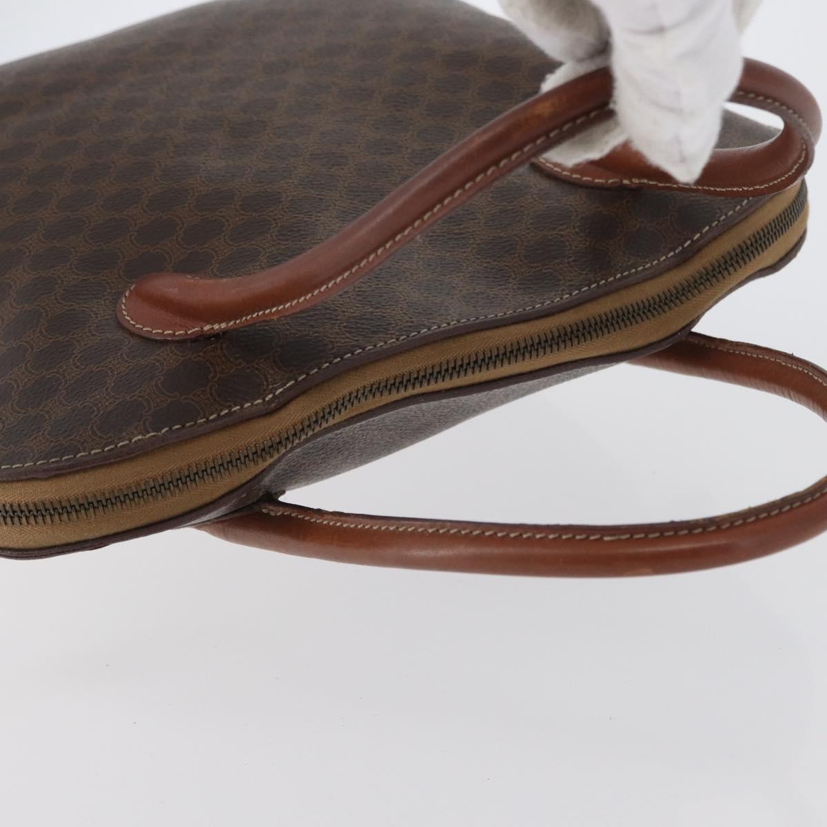 CELINE Macadam Canvas Hand Bag PVC Leather Brown Gold Auth fm5177