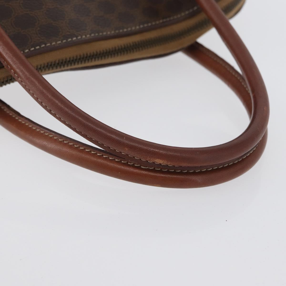 CELINE Macadam Canvas Hand Bag PVC Leather Brown Gold Auth fm5177