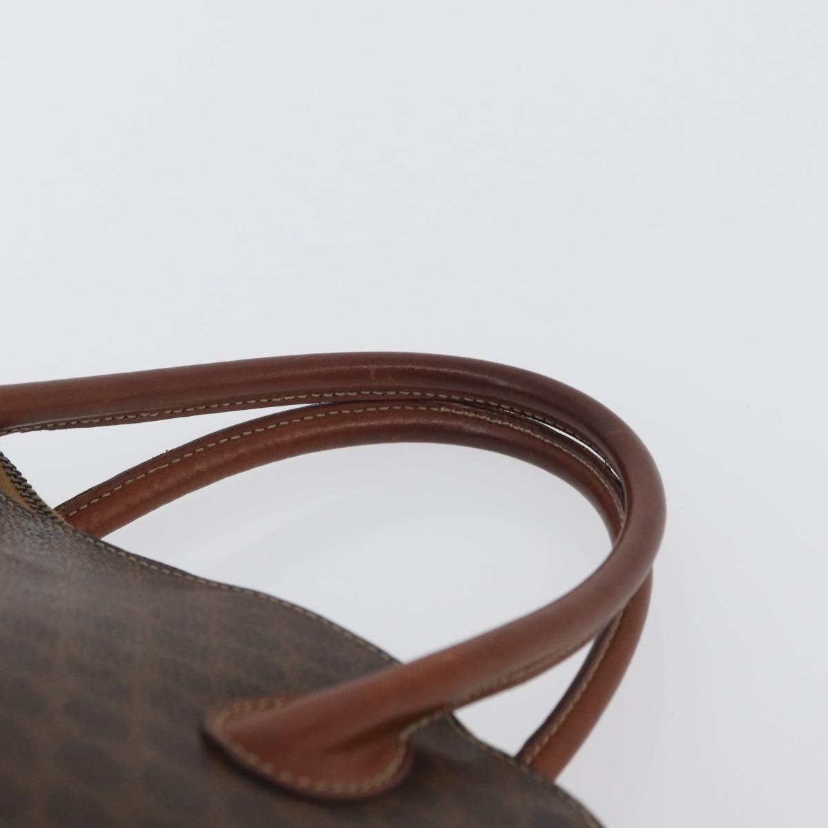 CELINE Macadam Canvas Hand Bag PVC Leather Brown Gold Auth fm5177