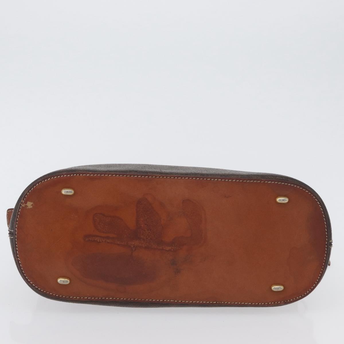 CELINE Macadam Canvas Hand Bag PVC Leather Brown Gold Auth fm5177