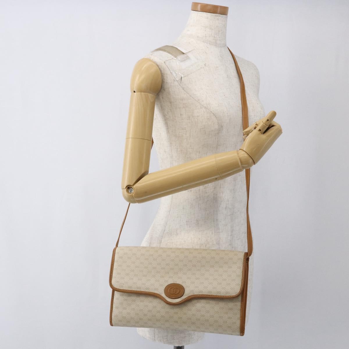 GUCCI Micro GG Supreme Bag PVC Light Beige Gold 004 106 0146 Auth fm5178