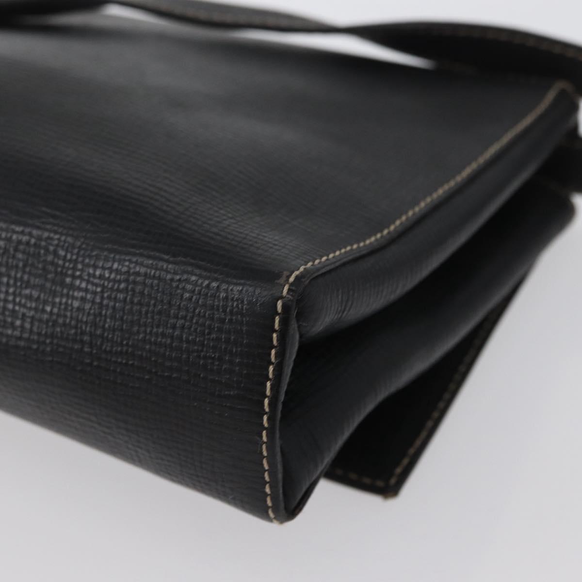CELINE Circle Shoulder Bag Leather Black Gold Auth fm5181