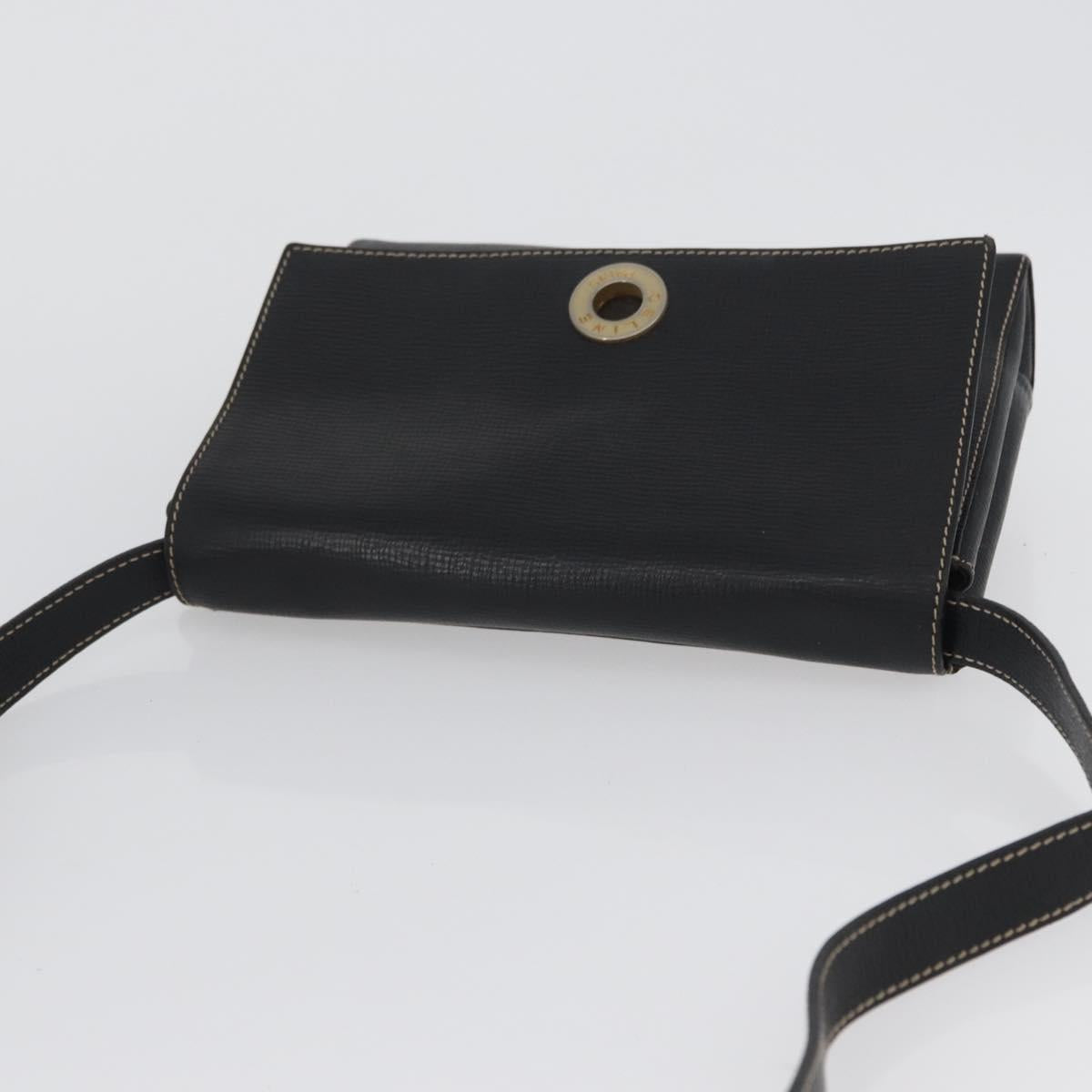 CELINE Circle Shoulder Bag Leather Black Gold Auth fm5181