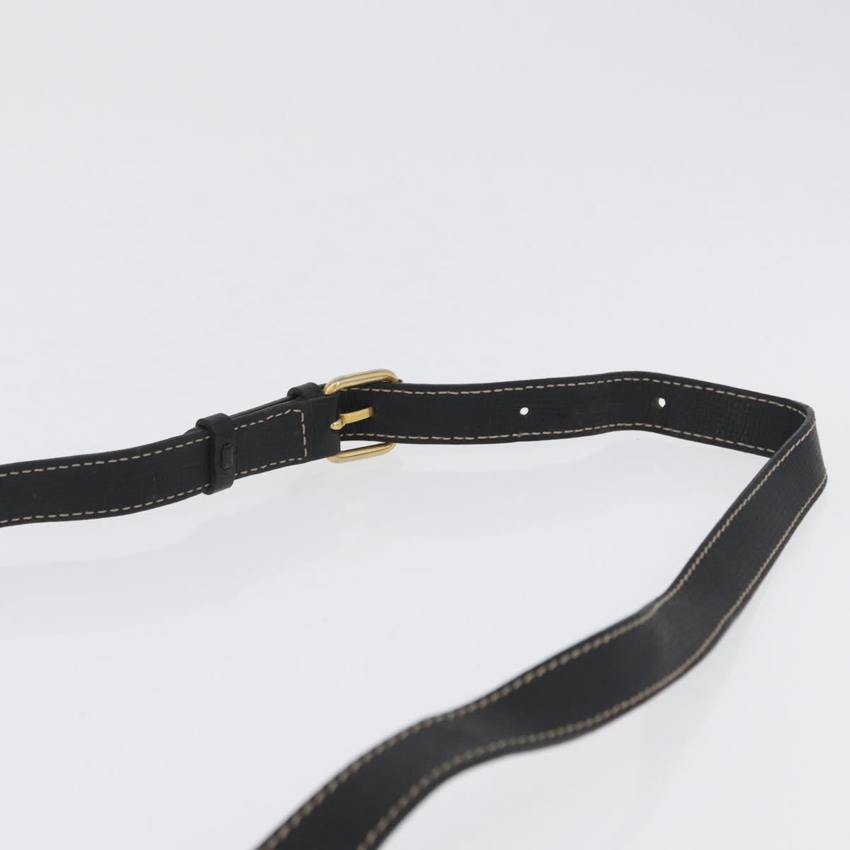 CELINE Circle Shoulder Bag Leather Black Gold Auth fm5181