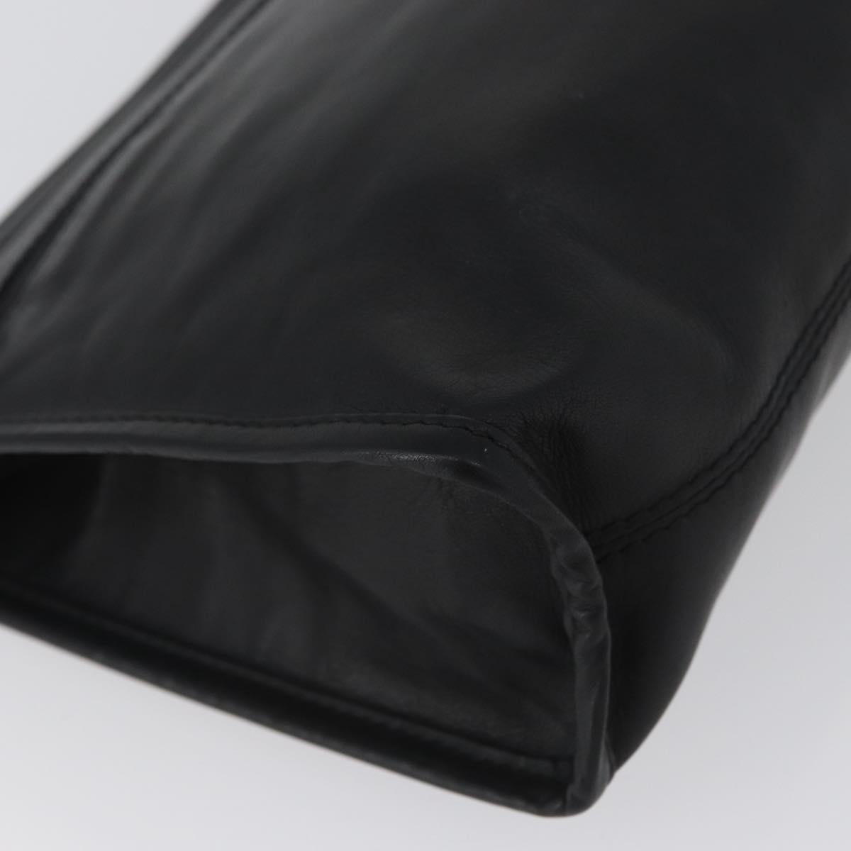 LOEWE Anagram Clutch Bag Leather Black Gold Auth fm5182