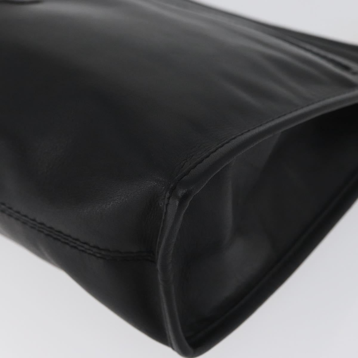 LOEWE Anagram Clutch Bag Leather Black Gold Auth fm5182