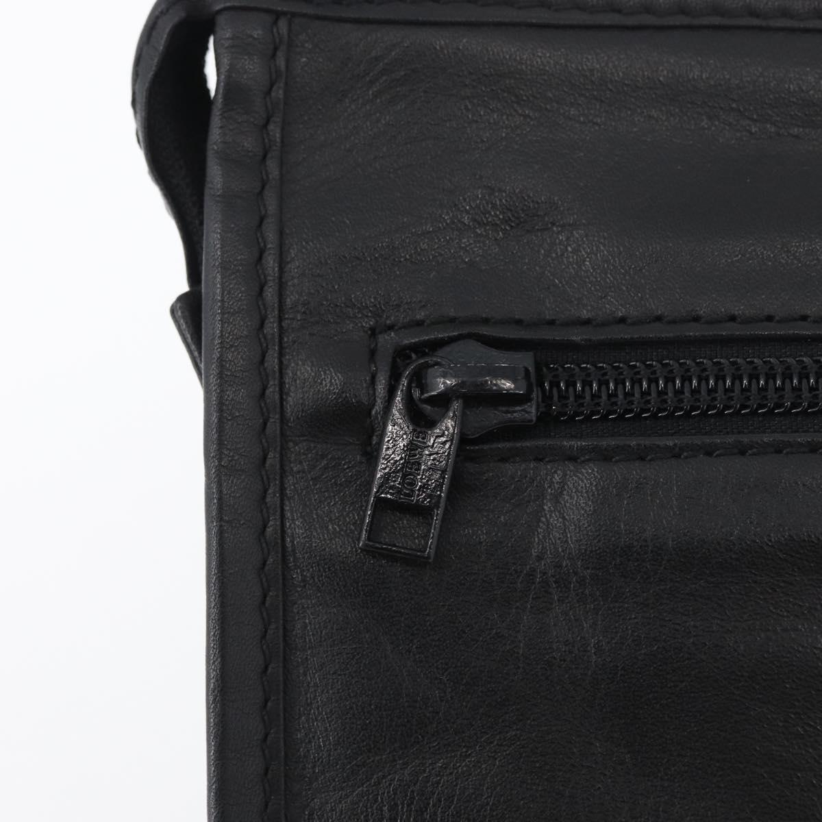 LOEWE Anagram Clutch Bag Leather Black Gold Auth fm5182