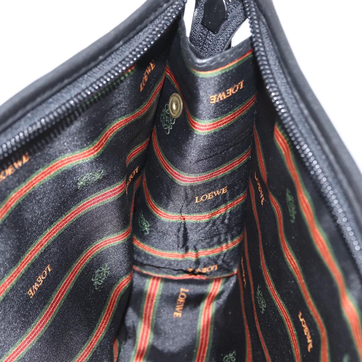 LOEWE Anagram Clutch Bag Leather Black Gold Auth fm5182