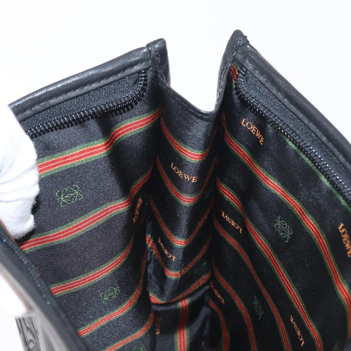 LOEWE Anagram Clutch Bag Leather Black Gold Auth fm5182