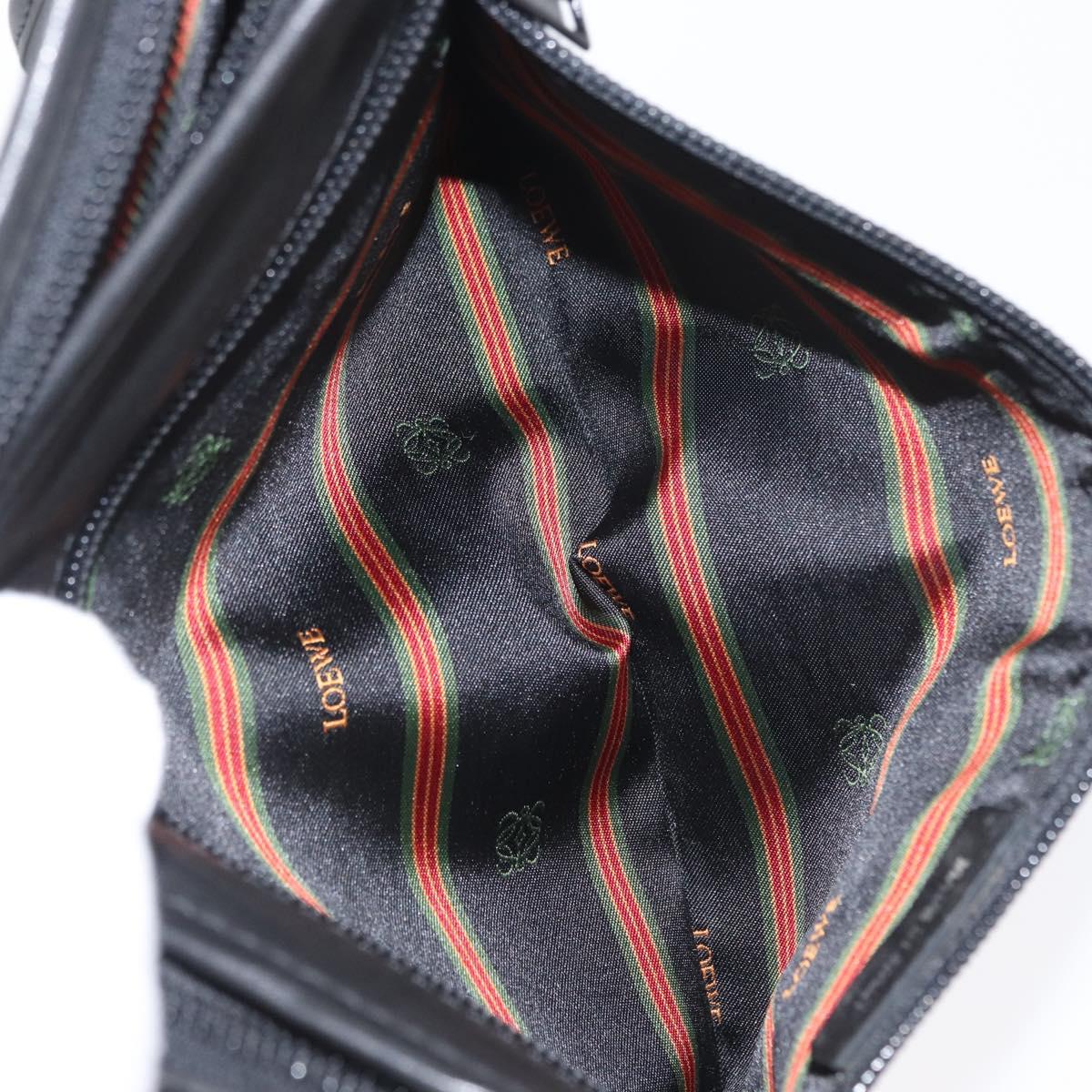 LOEWE Anagram Clutch Bag Leather Black Gold Auth fm5182