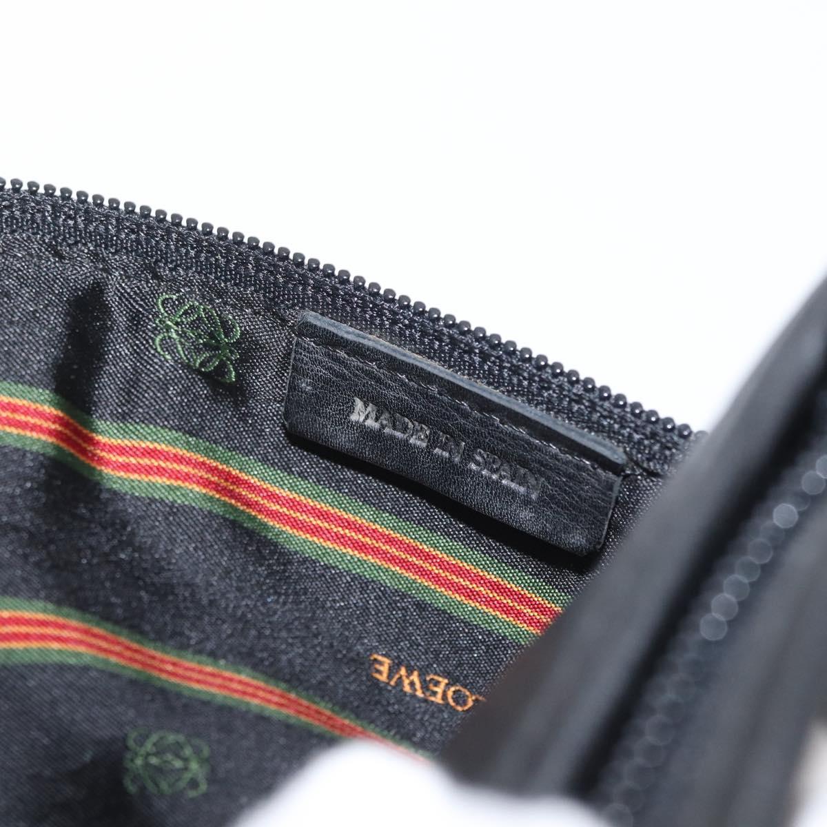 LOEWE Anagram Clutch Bag Leather Black Gold Auth fm5182