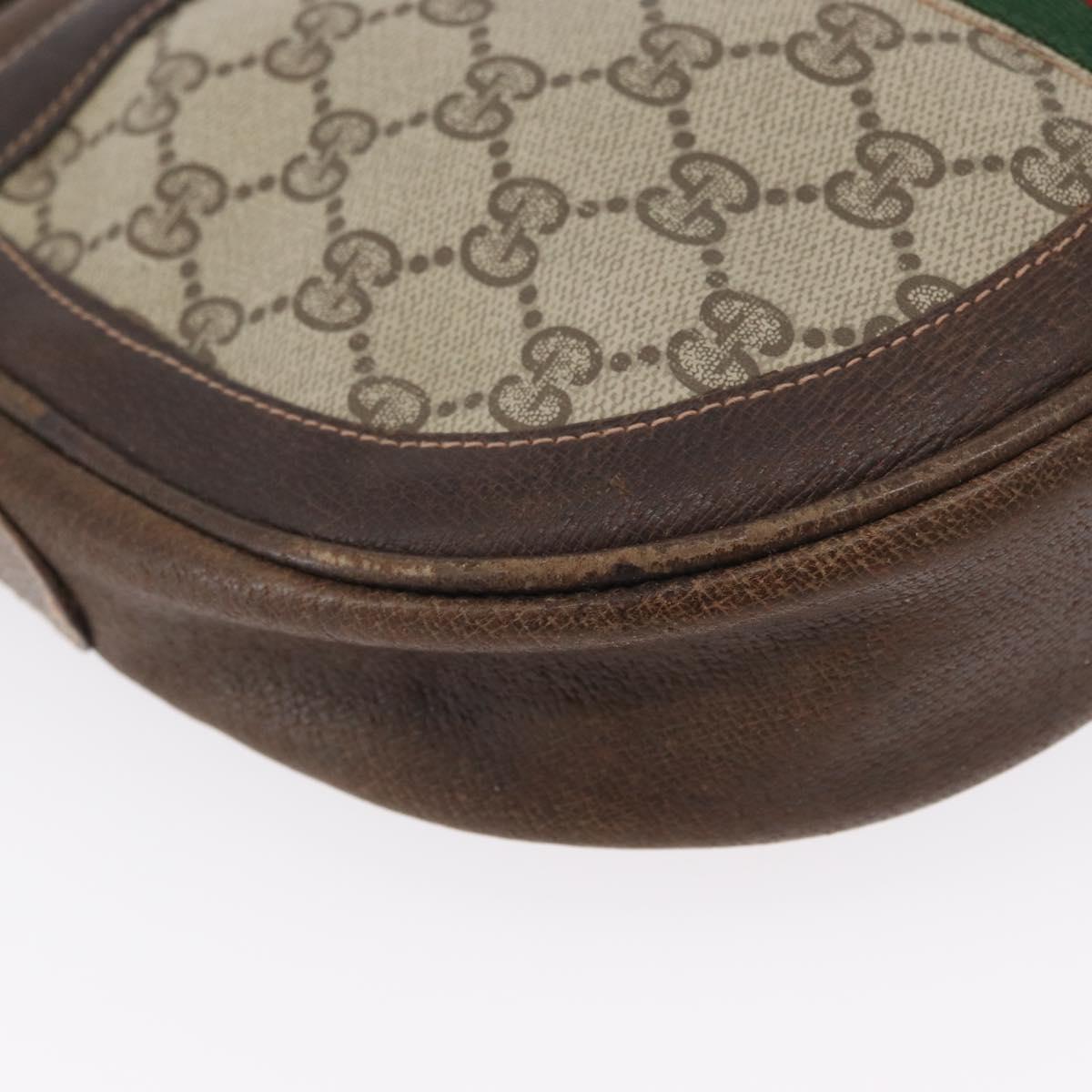 GUCCI GG Supreme Web Sherry Line Shoulder Bag PVC Beige Gold Auth fm5183