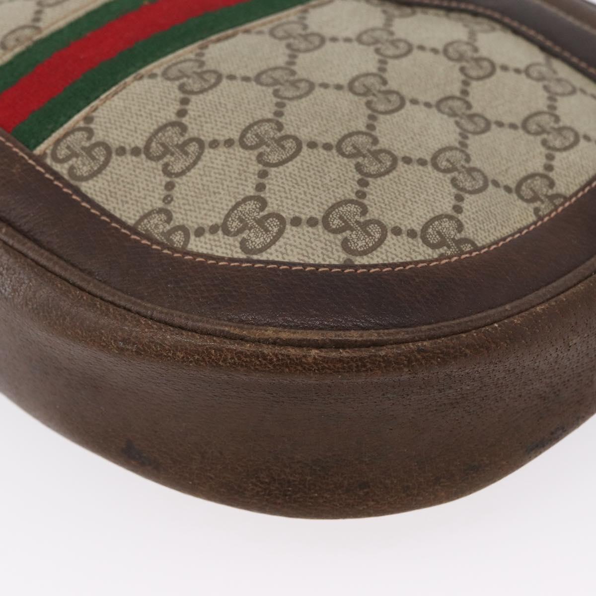 GUCCI GG Supreme Web Sherry Line Shoulder Bag PVC Beige Gold Auth fm5183