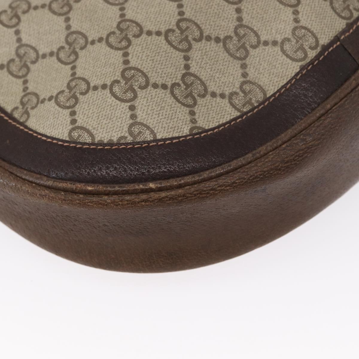 GUCCI GG Supreme Web Sherry Line Shoulder Bag PVC Beige Gold Auth fm5183