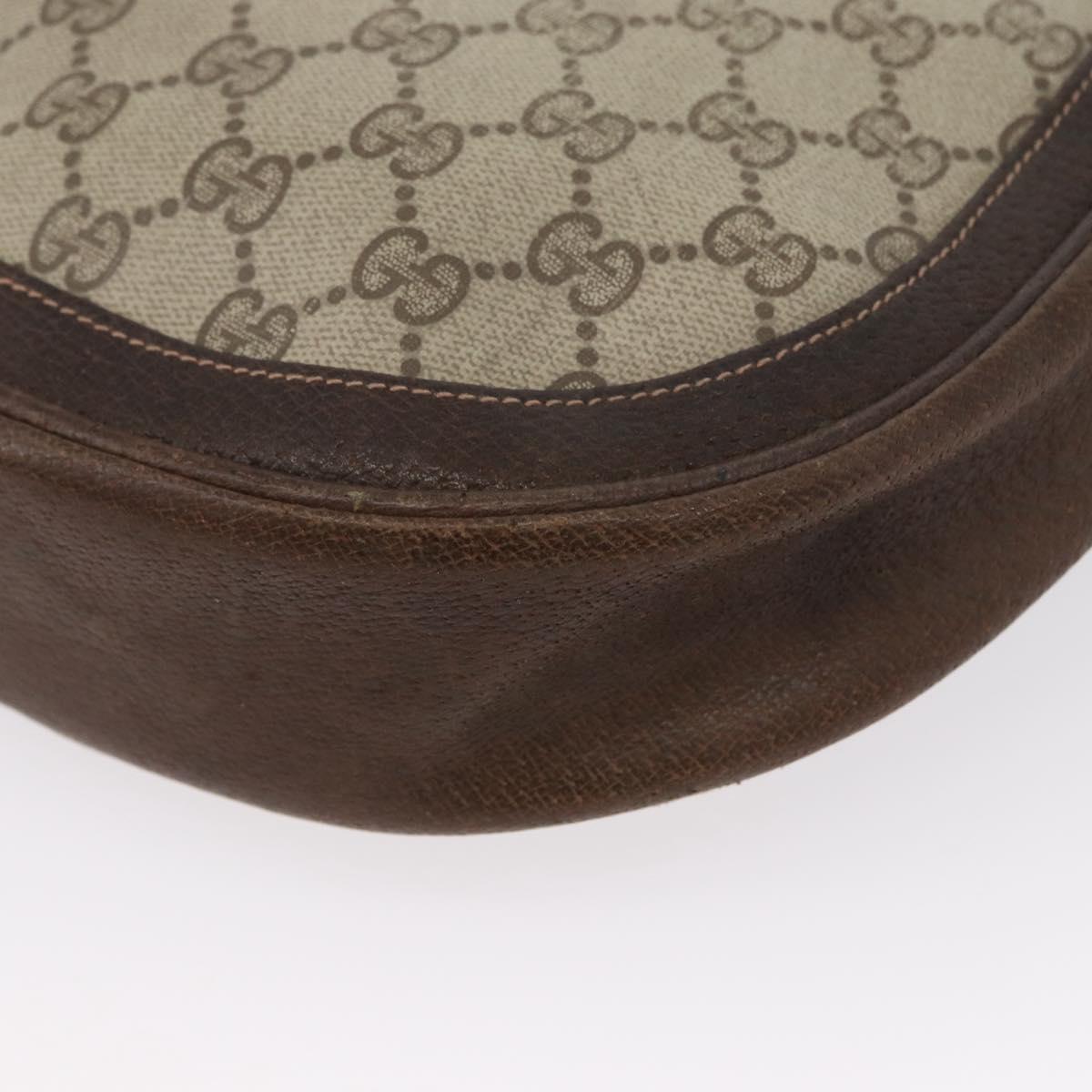 GUCCI GG Supreme Web Sherry Line Shoulder Bag PVC Beige Gold Auth fm5183