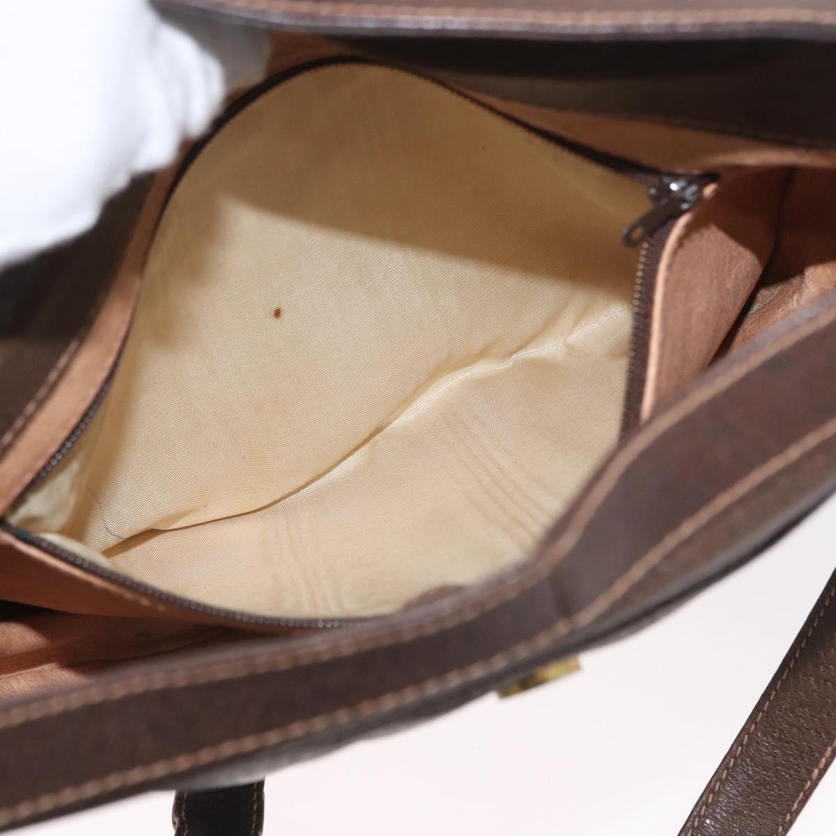 GUCCI GG Supreme Web Sherry Line Shoulder Bag PVC Beige Gold Auth fm5183