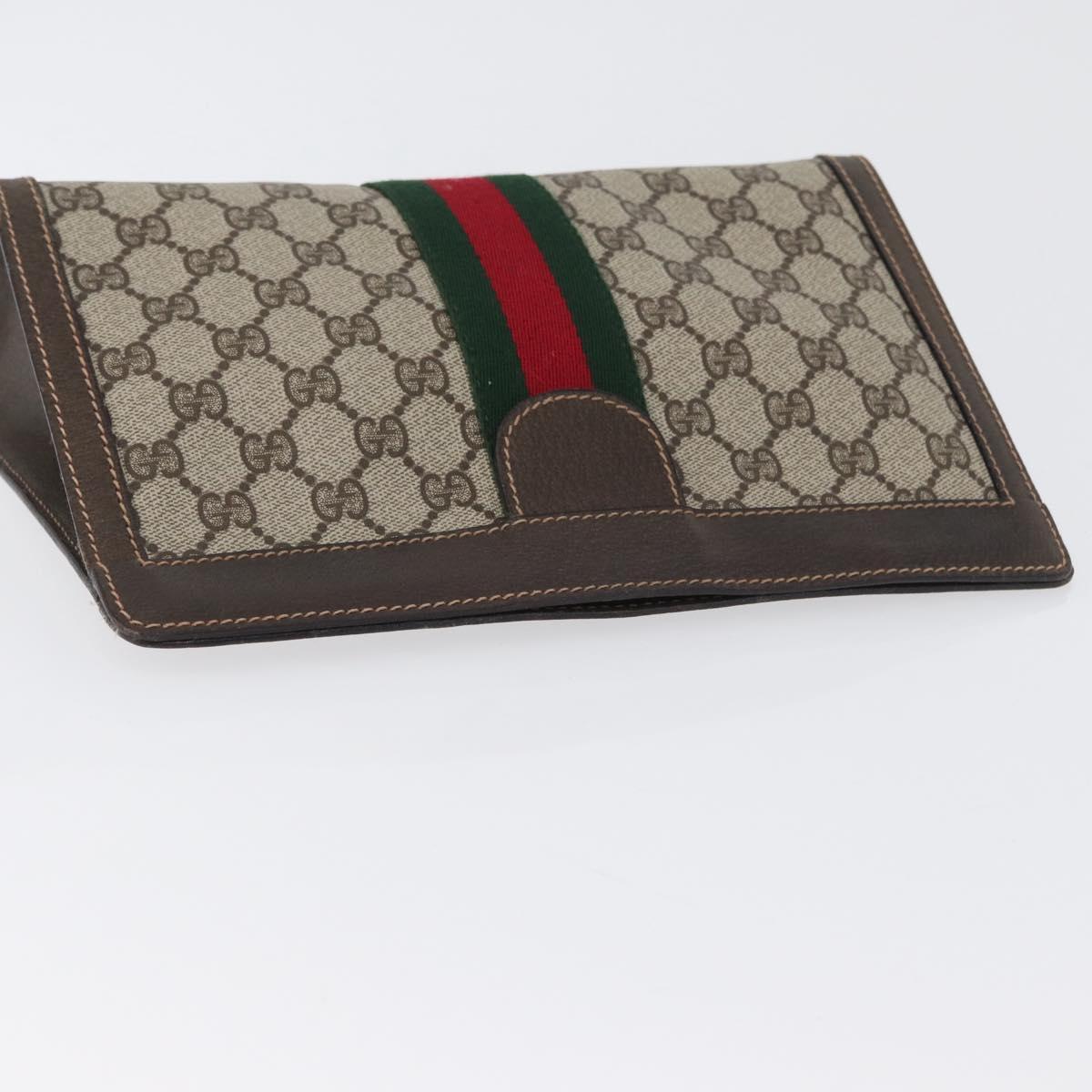 GUCCI GG Supreme Web Sherry Line Clutch Bag PVC Beige Red 010 378 Auth fm5184