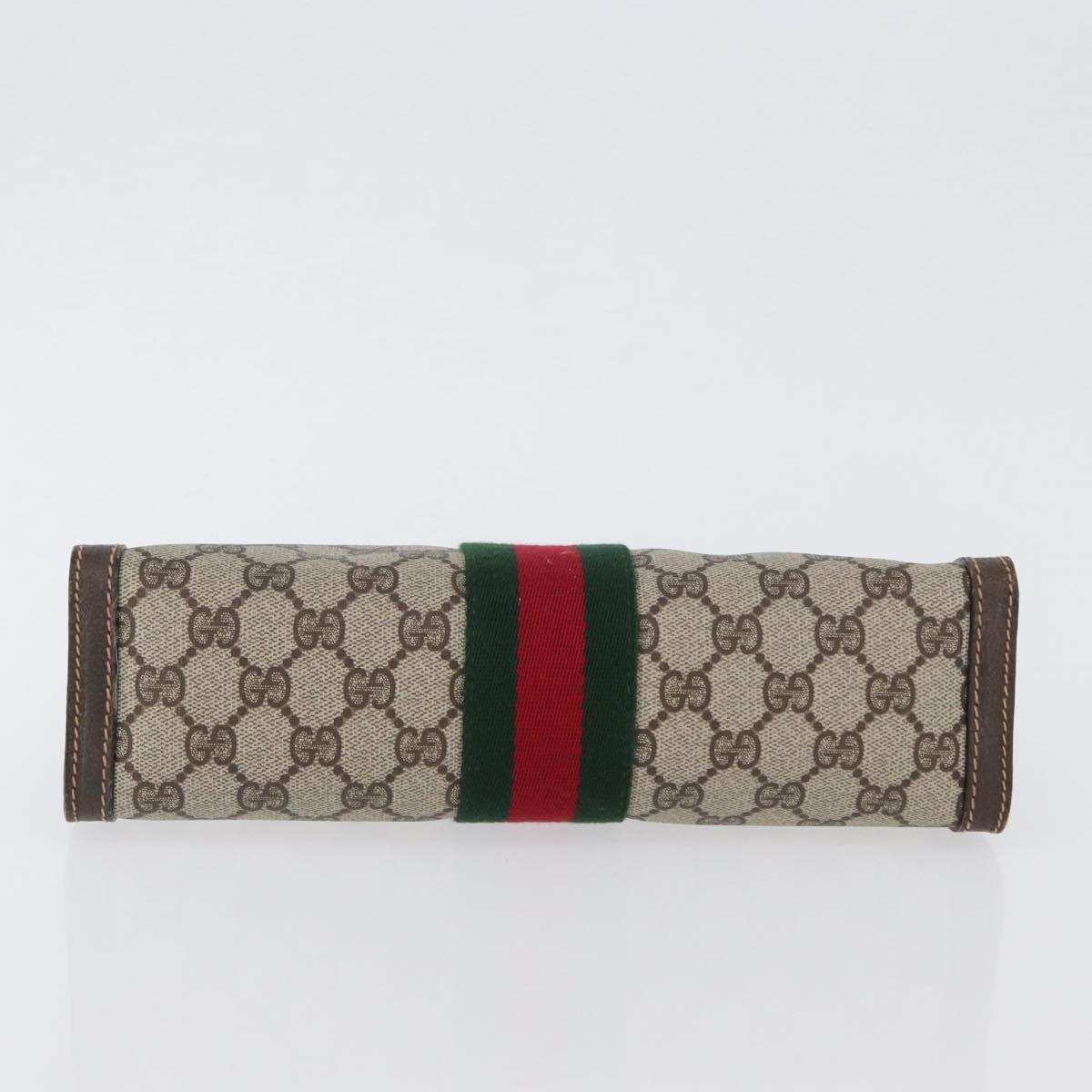 GUCCI GG Supreme Web Sherry Line Clutch Bag PVC Beige Red 010 378 Auth fm5184