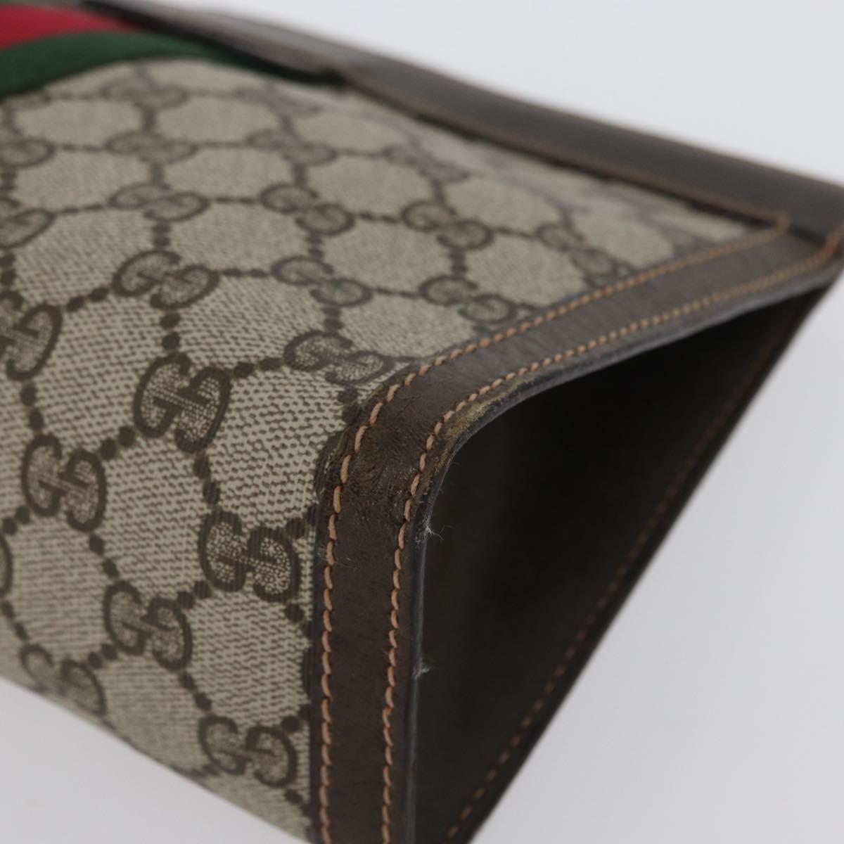 GUCCI GG Supreme Web Sherry Line Clutch Bag PVC Beige Red 010 378 Auth fm5184