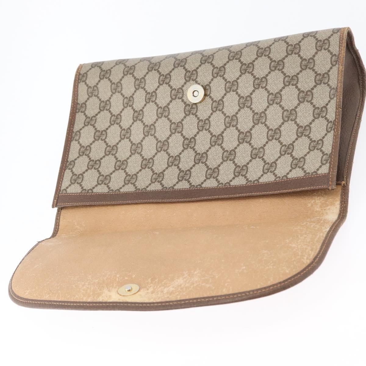 GUCCI GG Supreme Web Sherry Line Clutch Bag PVC Beige 156 01 031 Auth fm5185