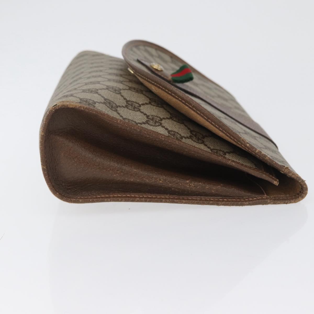 GUCCI GG Supreme Web Sherry Line Clutch Bag PVC Beige 156 01 031 Auth fm5185
