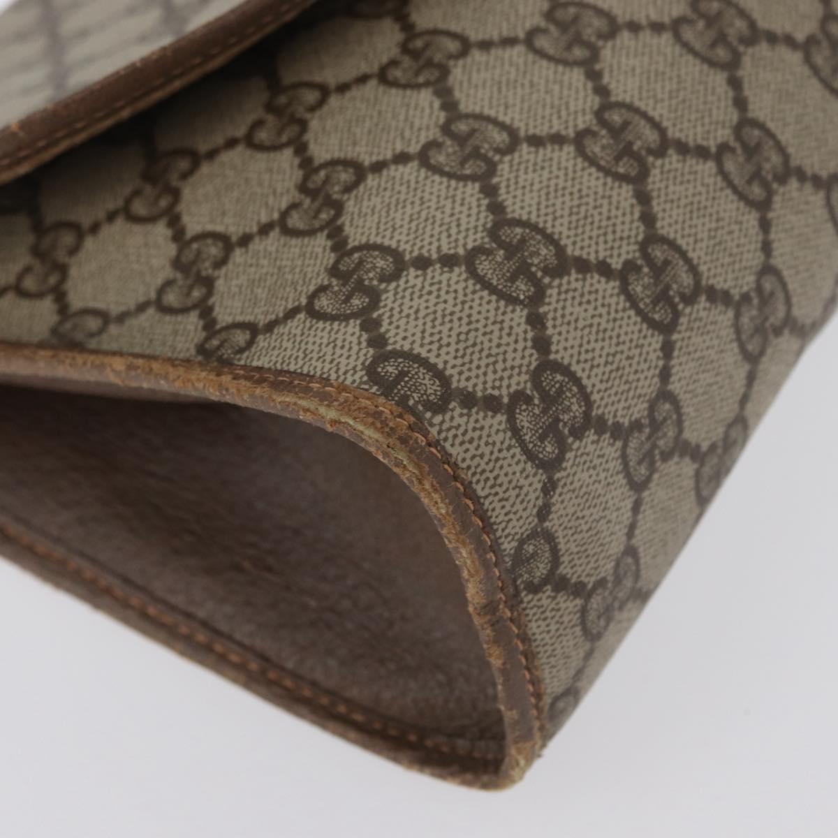 GUCCI GG Supreme Web Sherry Line Clutch Bag PVC Beige 156 01 031 Auth fm5185