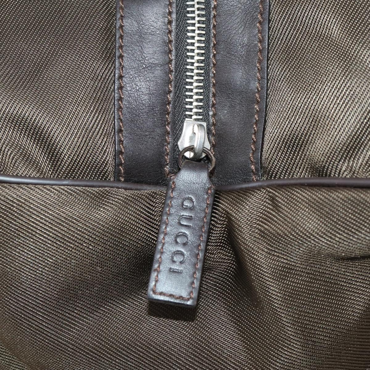 GUCCI Sherry Line Boston Bag Nylon Brown Silver 012 8657 Auth fm5186