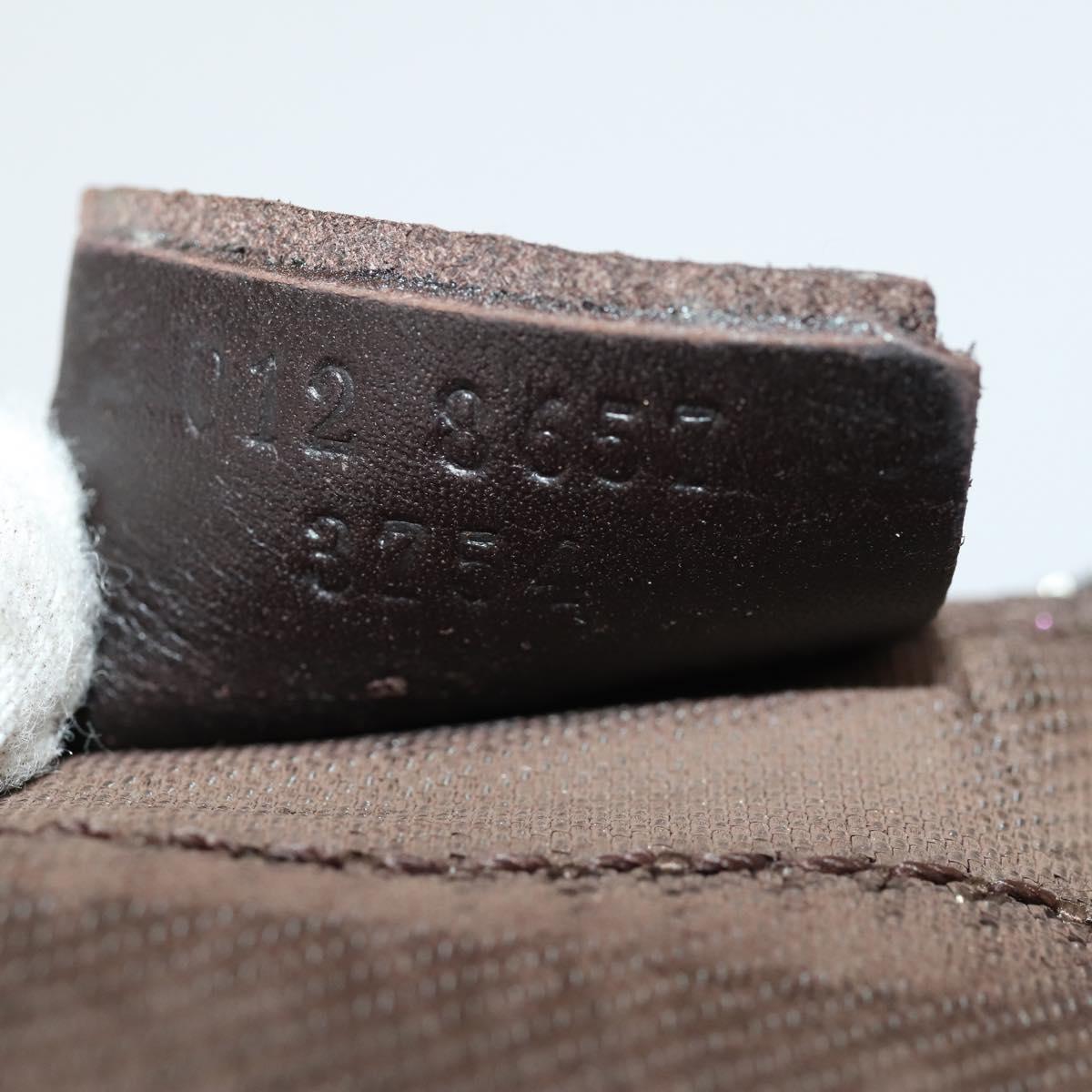 GUCCI Sherry Line Boston Bag Nylon Brown Silver 012 8657 Auth fm5186